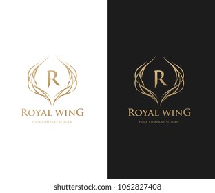 Royal Wing Logo design with R letter and wing symbol.