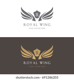 Royal Wing R letter Logo Template