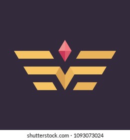 Royal Wings Logo Concept.Simple icon desing.Minimalistic logotype template.