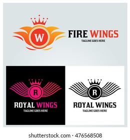 Royal wings logo design template ,Fire logo design concept ,Vector illustration