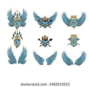 Royal  Wings Shield  Design Vector  illustration