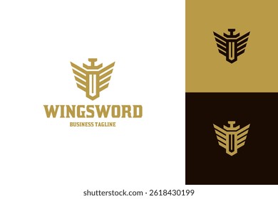 royal wings sword logo vector