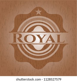 Royal wooden emblem. Vintage.