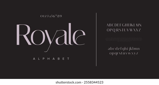 Royale typography beauty fashion elegant minimalist serif italic fonts decorative wedding vintage retro logos. Minimal luxury font alphabet logo. Vector illustration