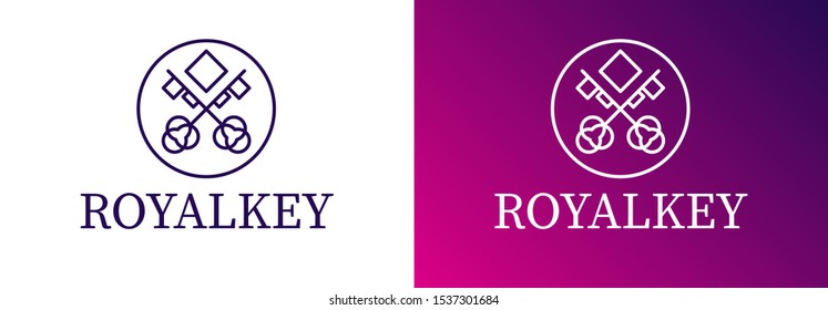 royalkey logo. Vector logotype design element. Real estate, key, house, home