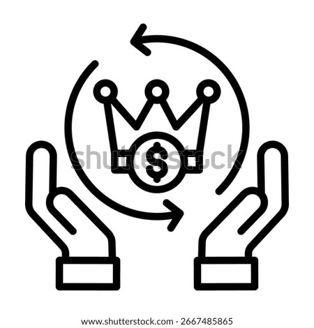 Royalties Icon Line Style Vector Illustration