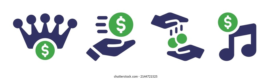 Royalties icon set. Return profit, customer support icon vector illustration.