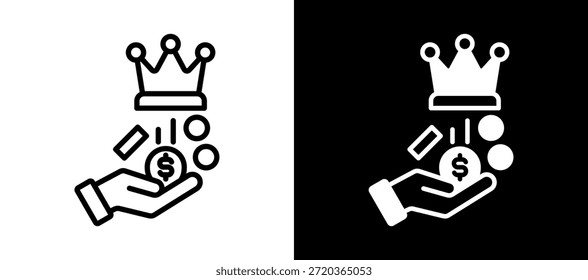 Royalties Icon whiteblack Vector Illustration
