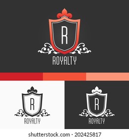 Royalty Crest Ornament Template. Vector Elements. Brand Icon Design Illustration. EPS10