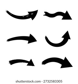 Royalty free vector hand drawn Arrow set download. Curve arrow set with rough brush effect Directional Arrow Symbols Vector Set for ui design
