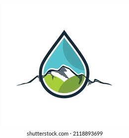 royalty free vector logo mountain view in water drops