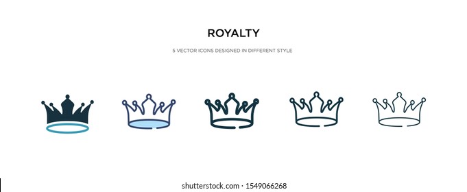 royalty icon in different style vector illustration. two colored and black royalty vector icons designed in filled, outline, line and stroke style can be used for web, mobile, ui