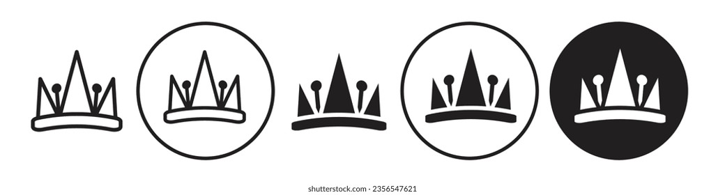 Royalty icon. King crown symbol. Royal luxury prince jewelry vector set. Flat outline of elegant imperial monarch throne. Queen jewel logo