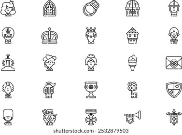 La colección de iconos de Regalías es una Ilustración vectorial con trazo editable.