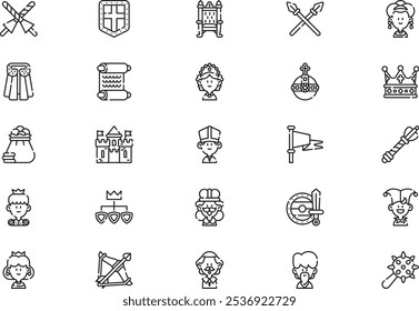 La colección de iconos de Regalías es una Ilustración vectorial con trazo editable.