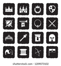 Royalty Icons. Grunge Black Flat Design. Vector Illustration. 
