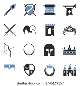 Royalty Icons. Two Tone Flat Design. Vector Illustration.