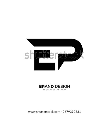 Royalty inspired Ep Pe monogram logo with modern abstract style, elegant branding identity for business.