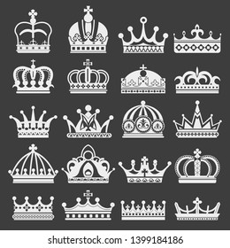 Royalty King and Queen crowns diadems or coronet isolated objects