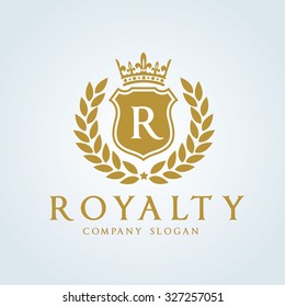 Logotipo de regalías, identidad de marca de lujo para hotel y moda 