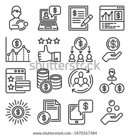 Royalty Program Icons Set on White Background. Vector