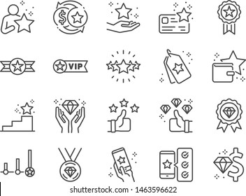 Royalty program line icon set. Included icons as member, VIP, exclusive, diamond, badge, high level and more. - Shutterstock ID 1463596622
