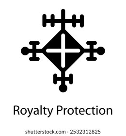 Royalty protection symbol icon in filled style 