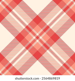 Royalty seamless pattern background, greeting card tartan texture vector. Shape fabric textile plaid check in red and old lace colors palette.