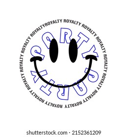 Royalty Smile V12 Typography Streetwear, Urban Design Patch Black and Navy Color Patch Commercial Use