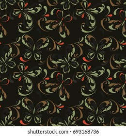 Royalty vintage pattern. Floral seamless texture with butterflies for design textile, paper, wrappers and wallpaper.