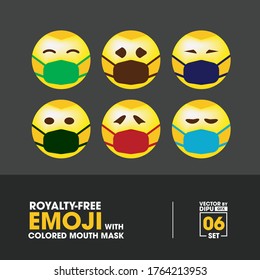 Royalty-free Emoji with colored mouth mask, Covid-19 mask emoji