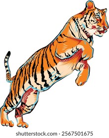 Royel Bengal Tiger Vector Illustration