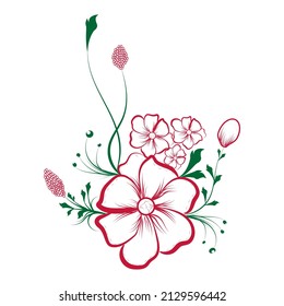 Roze Flower floral black and white Vector illustration on white background