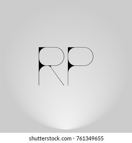 RP Black thin minimalist LOGO Design with Highlight on Gray background.