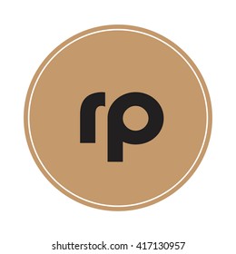 rp brown letters ,abstract background logo, design identity in circle, alphabet letter