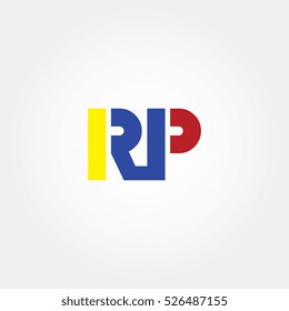 RP flat initial letter logo combining yellow, blue and red
