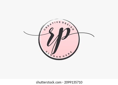 RP handwriting logo with circle template vector signature, wedding, fashion, floral and botanical with creative template.