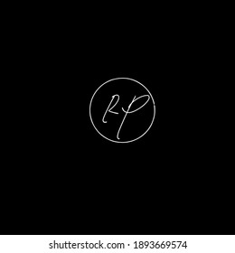 Rp Handwritten Logo Identity Black Background Stock Vector (Royalty ...