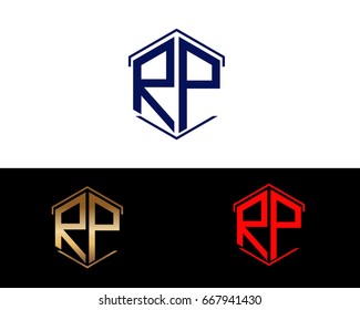 RP hexagon shape initial letter logo
