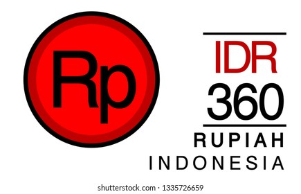 Rp, IDR, 360, Rupiah, Indonesia Banking Currency icon typography logo banner set isolated on background. Abstract concept graphic element. Collection of currency symbols ISO 4217 signs used in country