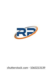 RP initial company blue orange swoosh logo