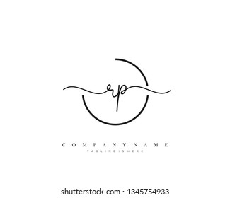 RP initial handwriting logo template vector