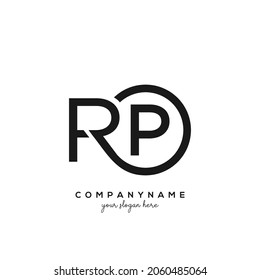 RP Initial letter logo inside circle shape inside rounded black and gold monogram