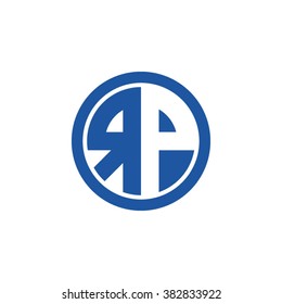 RP initial letters circle business logo blue