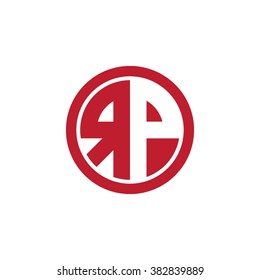 RP initial letters circle business logo red