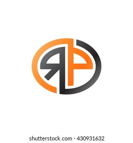 RP initial letters looping linked ellipse logo orange black