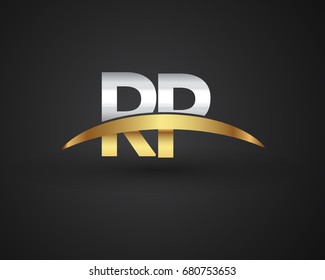 RP initial logo company name colored gold and silver swoosh design. vector logo for business and company identity.
