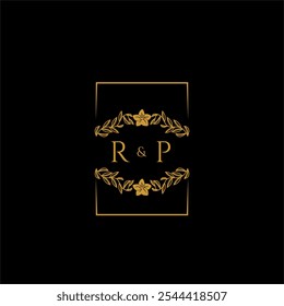 RP decoração monograma inicial para o logotipo do casamento com linha quadrada criativa