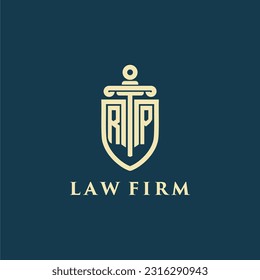 RP initial monogram for law firm with sword and shield logo image