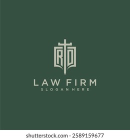 RP initial monogram for law firm with sword and shield logo image
